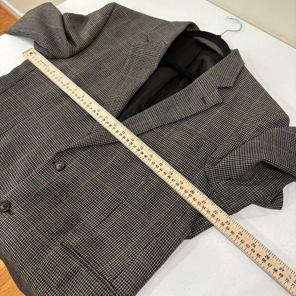 Jos A Bank Houndstooth Silk Wool Gray Blazer Men 42R Sport Coat Old Money Career - Picture 10 of 11